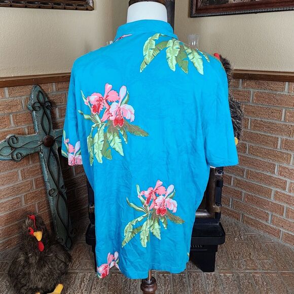 Cubavera Tropical Floral Polo Men's Shirt Turquoise Size XXL - Picture 3 of 6